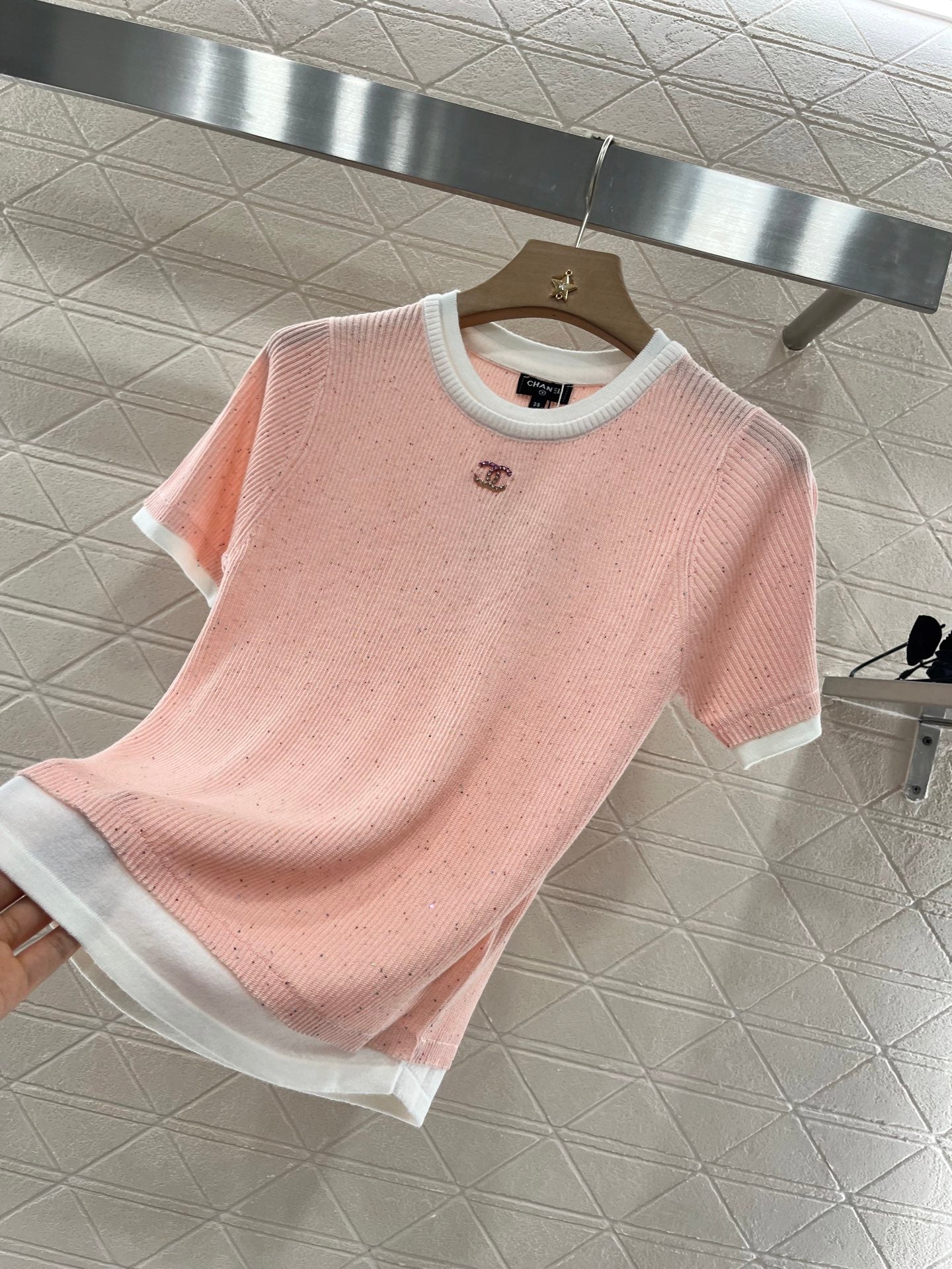 C*♥2025 new products are on sale Contrast color knitted short sleeves