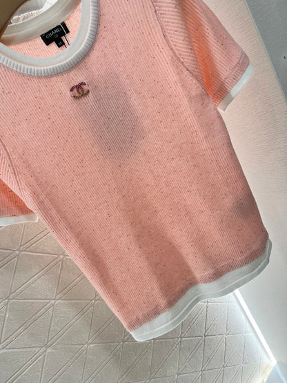 C*♥2025 new products are on sale Contrast color knitted short sleeves