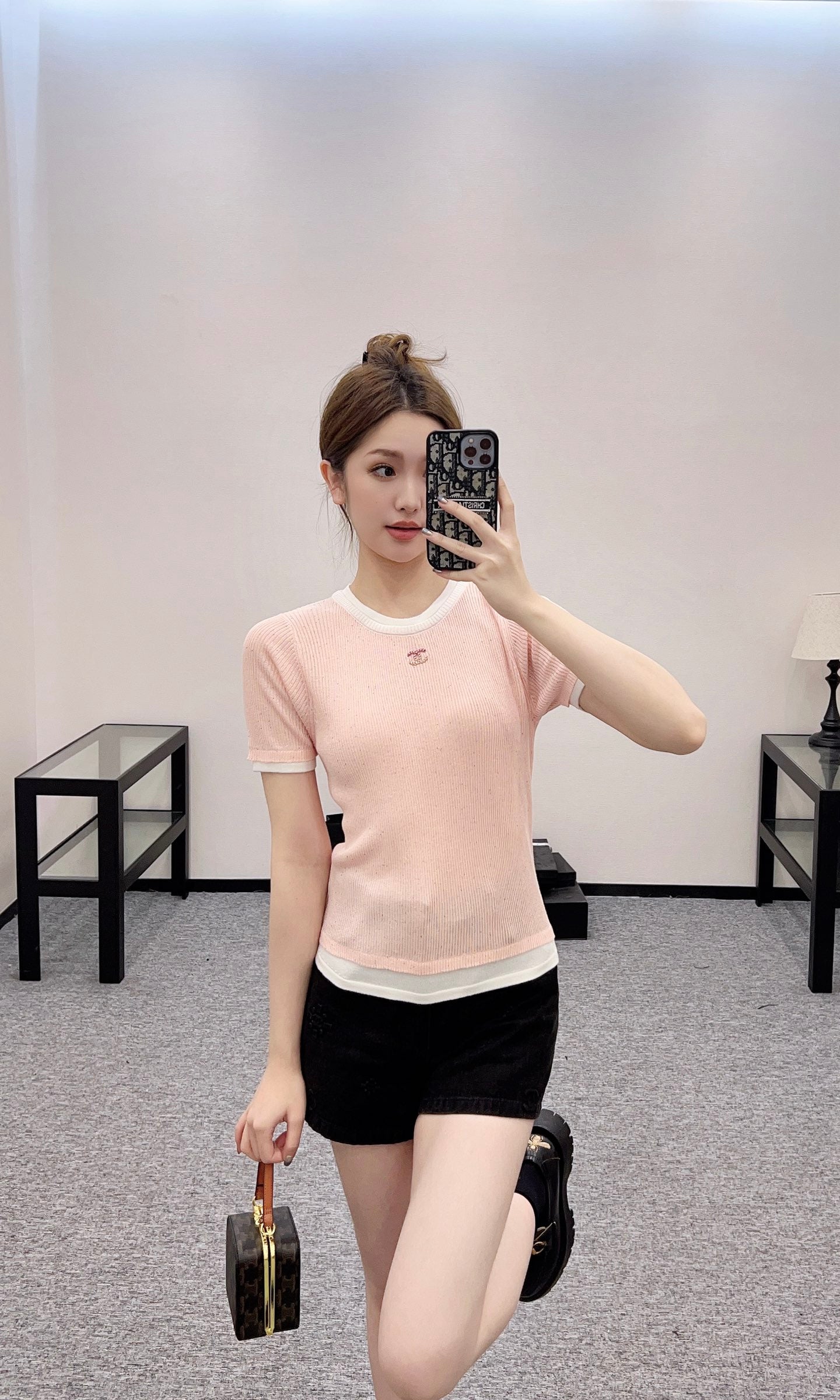 C*♥2025 new products are on sale Contrast color knitted short sleeves