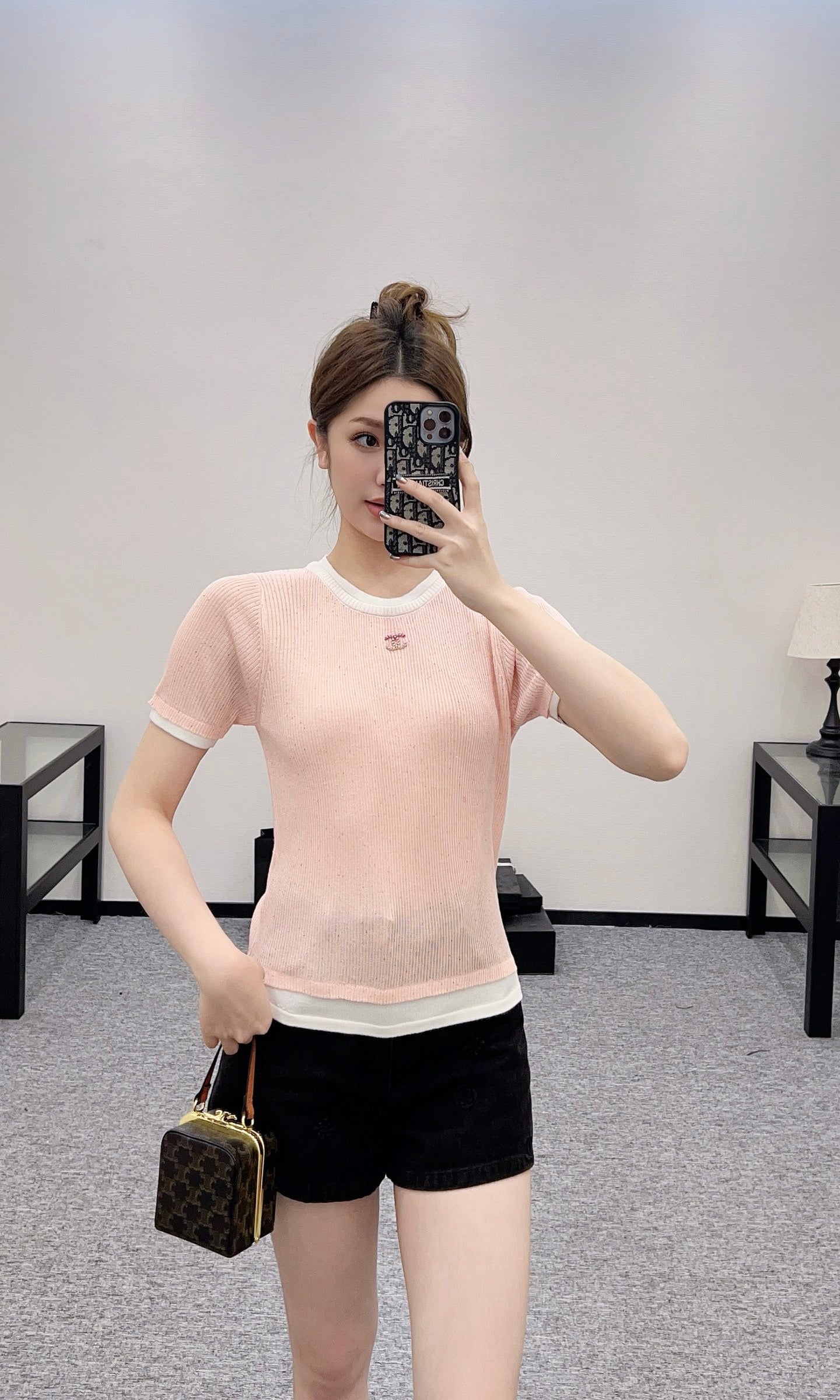 C*♥2025 new products are on sale Contrast color knitted short sleeves