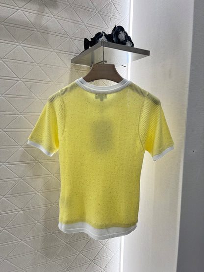 C*♥2025 new products are on sale Contrast color knitted short sleeves