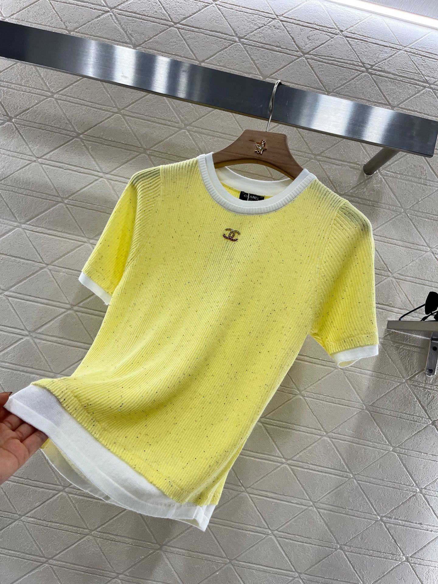 C*♥2025 new products are on sale Contrast color knitted short sleeves