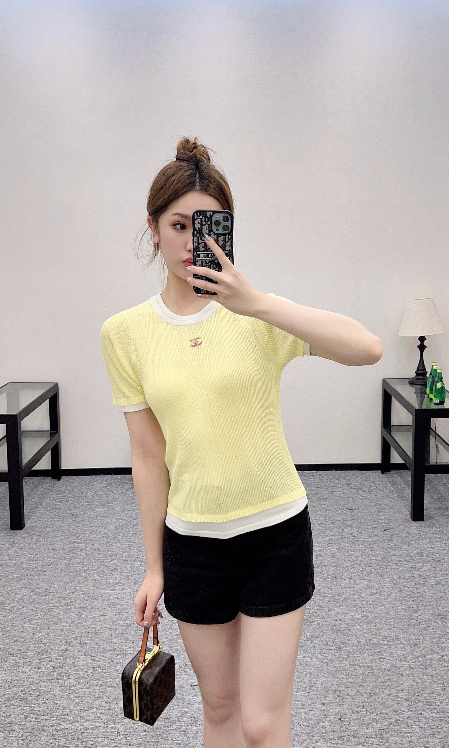 C*♥2025 new products are on sale Contrast color knitted short sleeves