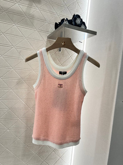 C*♥2025 new products Fake two-piece knitted vest