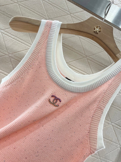 C*♥2025 new products Fake two-piece knitted vest