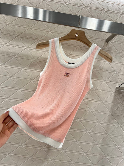 C*♥2025 new products Fake two-piece knitted vest