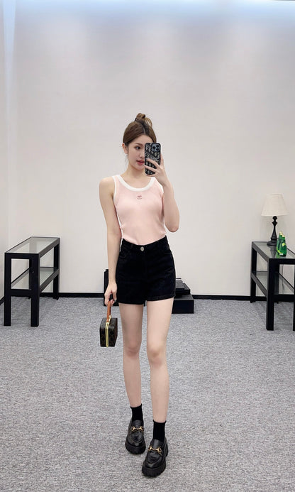 C*♥2025 new products Fake two-piece knitted vest