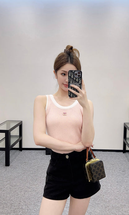 C*♥2025 new products Fake two-piece knitted vest