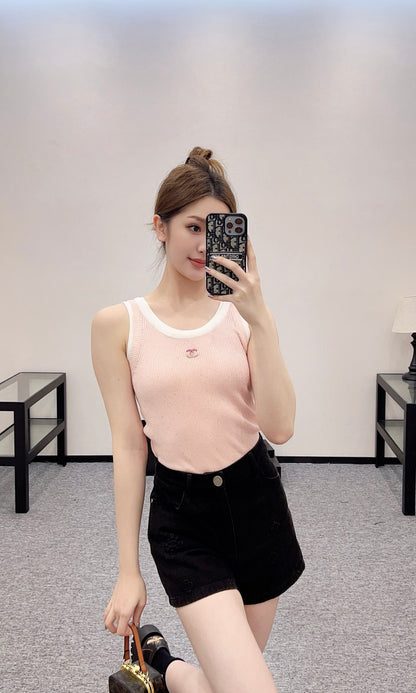 C*♥2025 new products Fake two-piece knitted vest