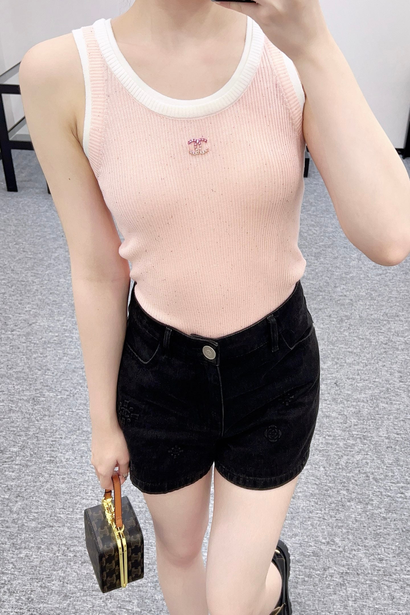 C*♥2025 new products Fake two-piece knitted vest