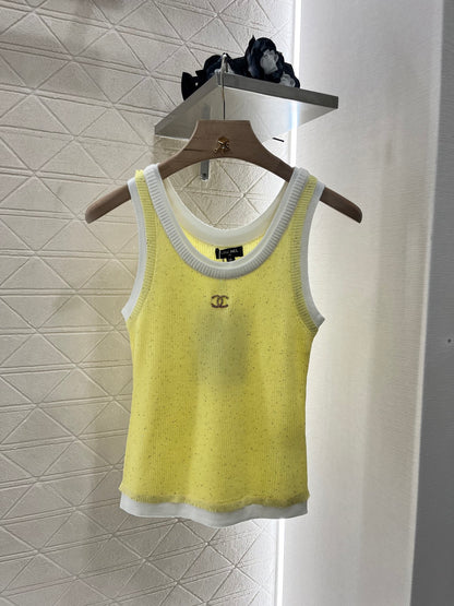 C*♥2025 new products Fake two-piece knitted vest