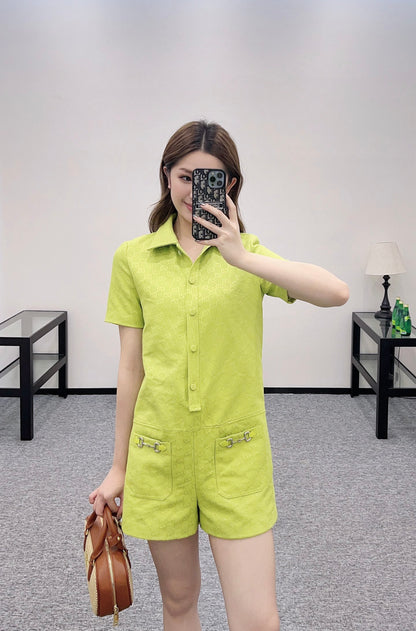 G*♥2025 new products are on sale Lapel jacquard jumpsuit