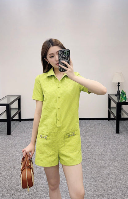 G*♥2025 new products are on sale Lapel jacquard jumpsuit