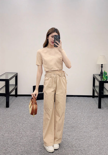 G*♥2025 new products Denim drawstring lace trousers
