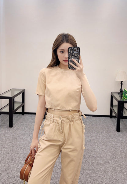 G*♥2025 new products Denim drawstring lace trousers