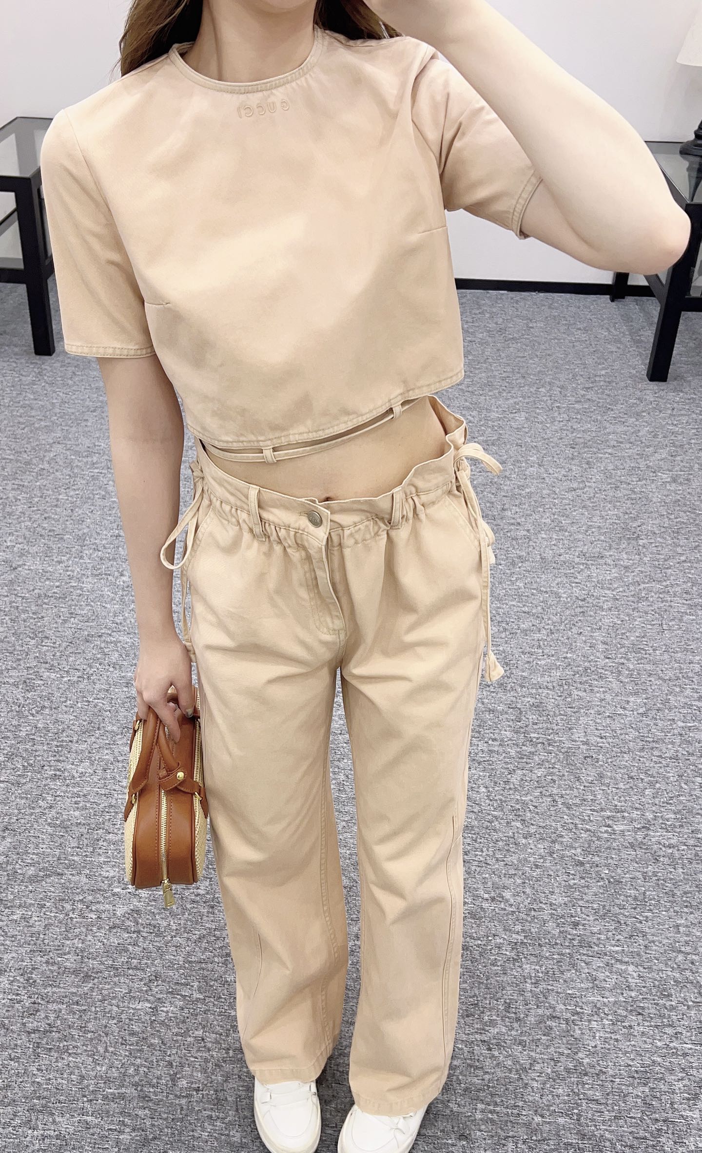 G*♥2025 new products Denim drawstring lace trousers