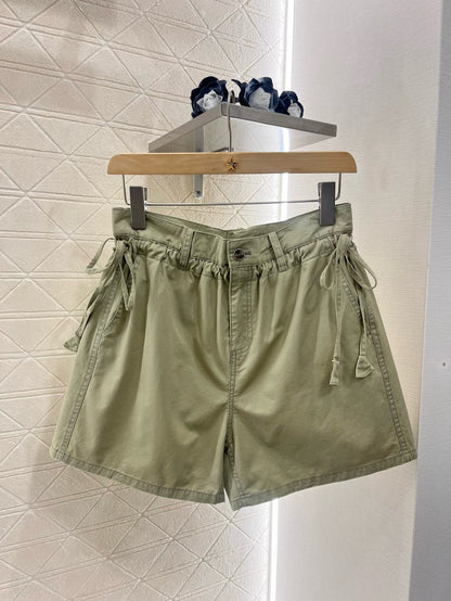 G*♥2025 new products are on sale Denim lace-up shirt and shorts set