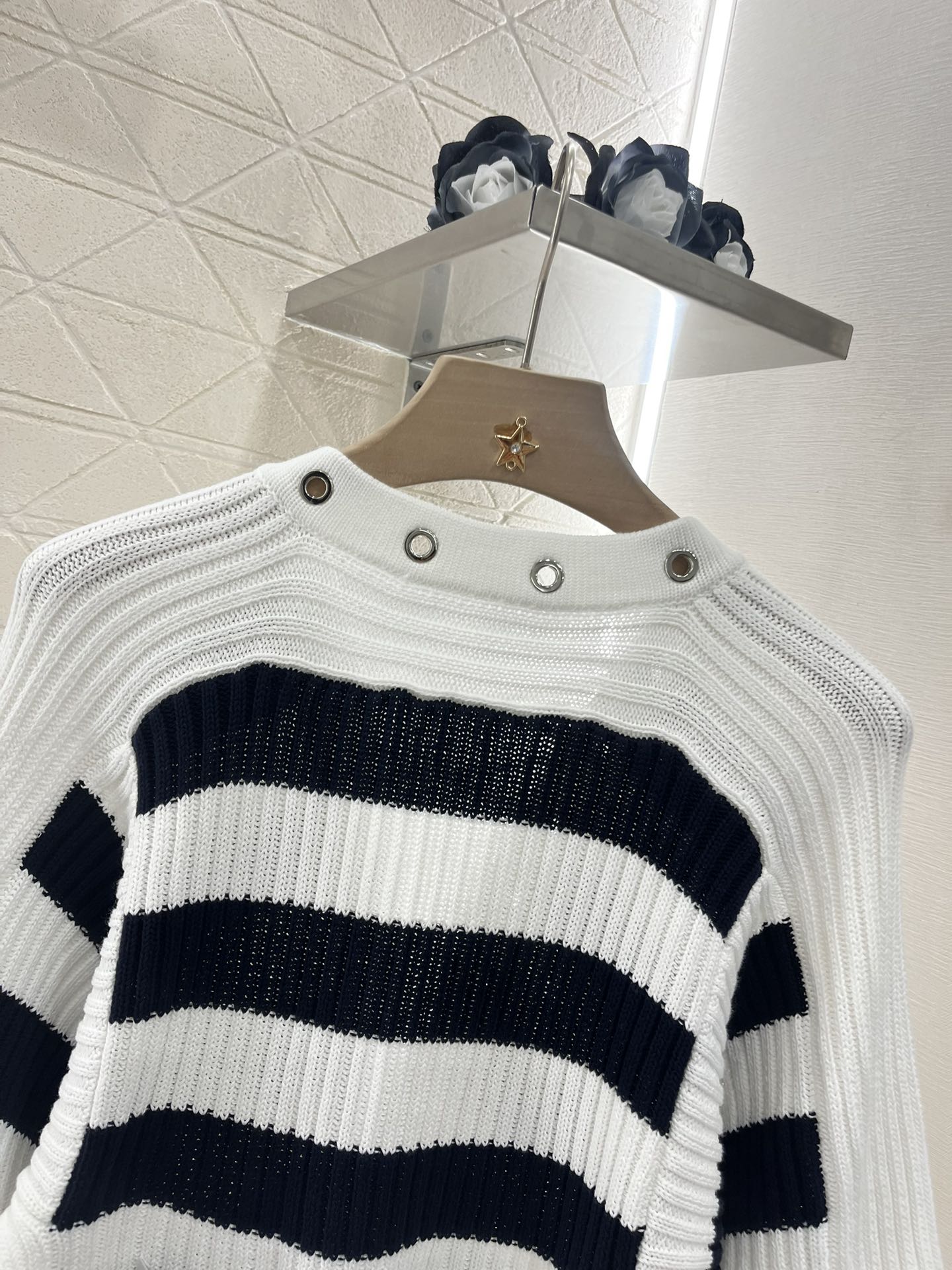 D*♥2025 new products Drawstring striped knitted top