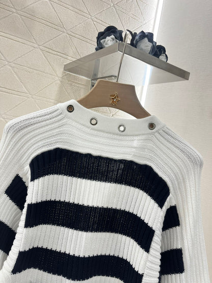 D*♥2025 new products Drawstring striped knitted top