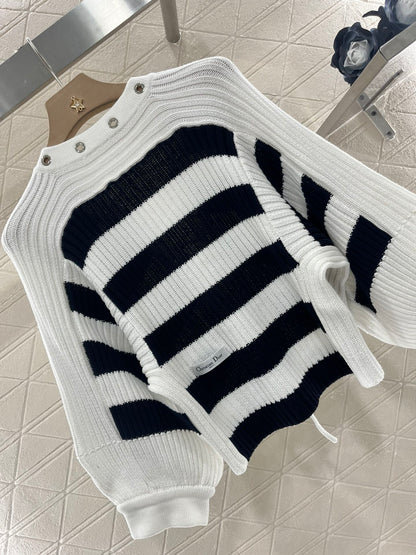 D*♥2025 new products Drawstring striped knitted top