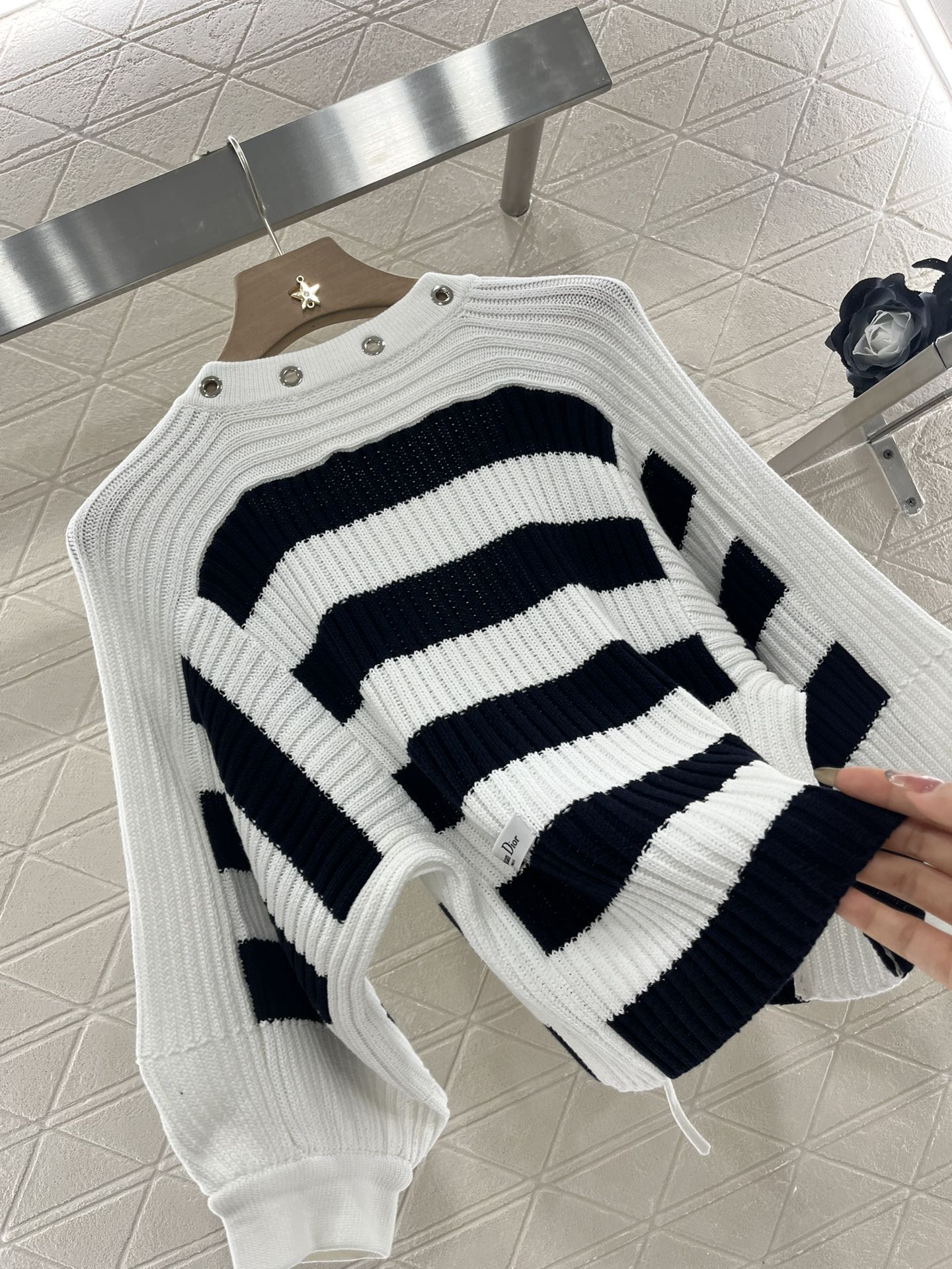D*♥2025 new products Drawstring striped knitted top