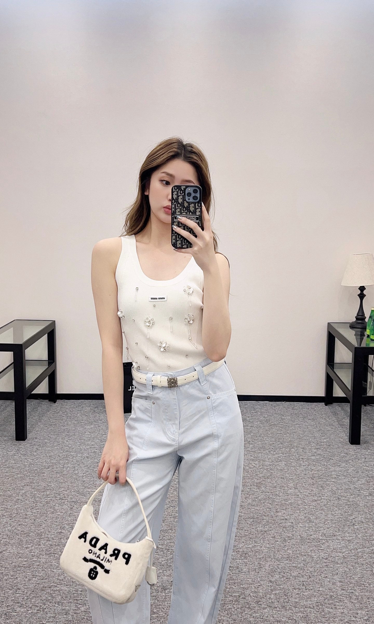 ♥2025 new products Belt scimitar denim trousers