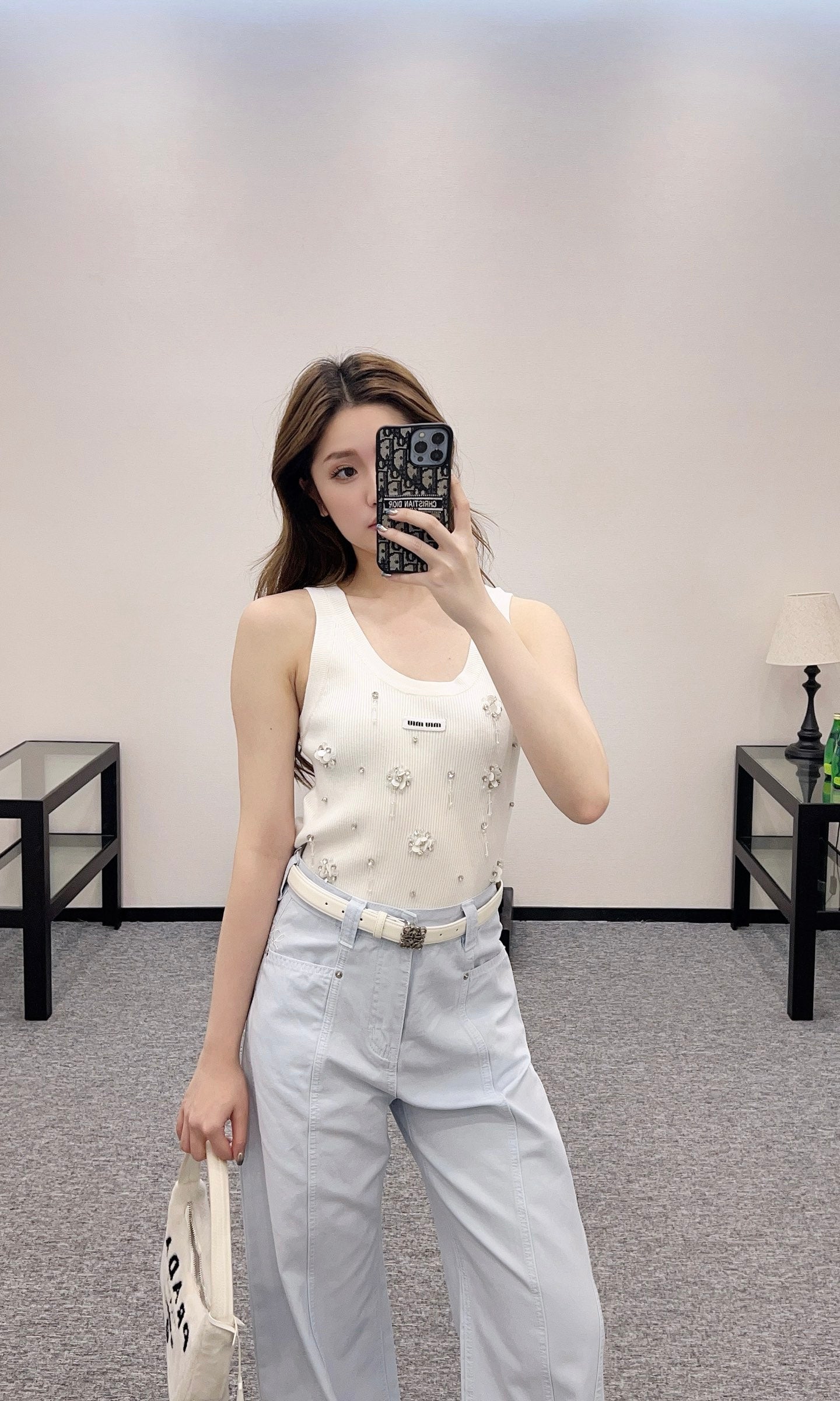 ♥2025 new products Belt scimitar denim trousers