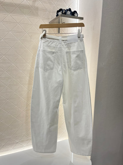 ♥2025 new products Belt scimitar denim trousers