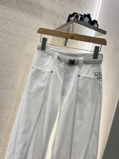 ♥2025 new products Belt scimitar denim trousers