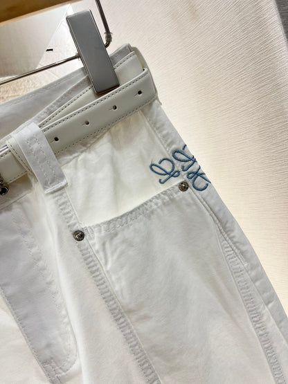 ♥2025 new products Belt scimitar denim trousers