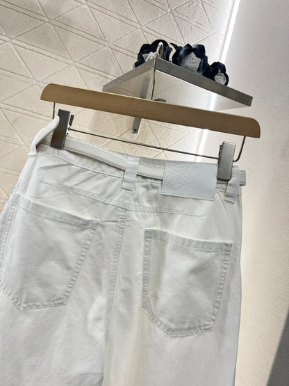 ♥2025 new products Belt scimitar denim trousers