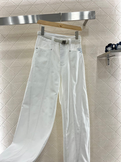 ♥2025 new products Belt scimitar denim trousers
