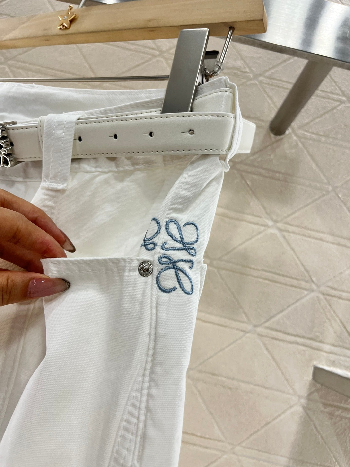 ♥2025 new products Belt scimitar denim trousers