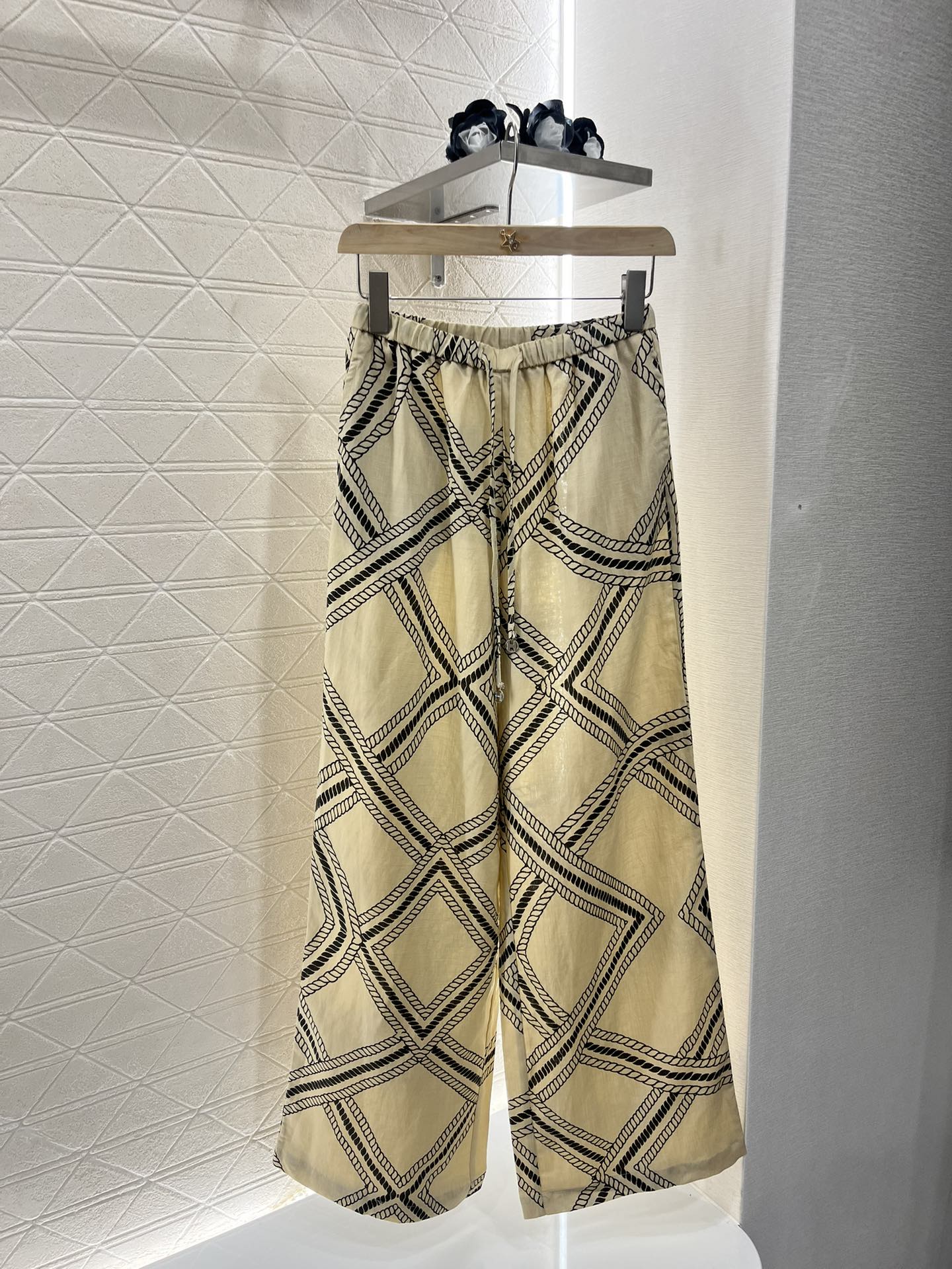 H*♥2025 new products are on sale Linen printed straight pants