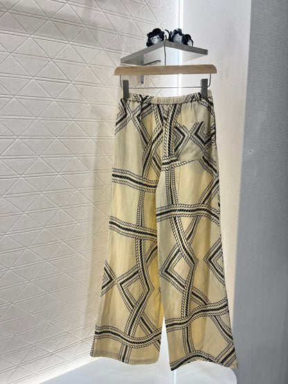 H*♥2025 new products are on sale Linen printed straight pants