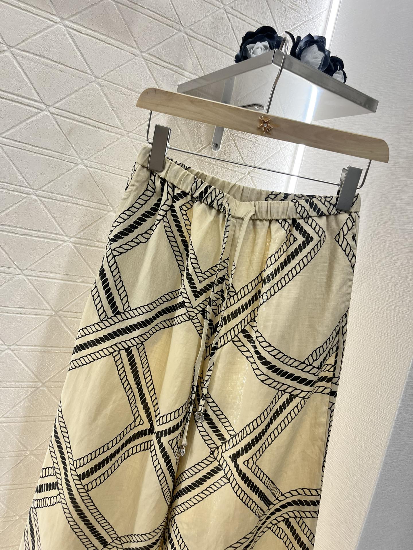 H*♥2025 new products are on sale Linen printed straight pants