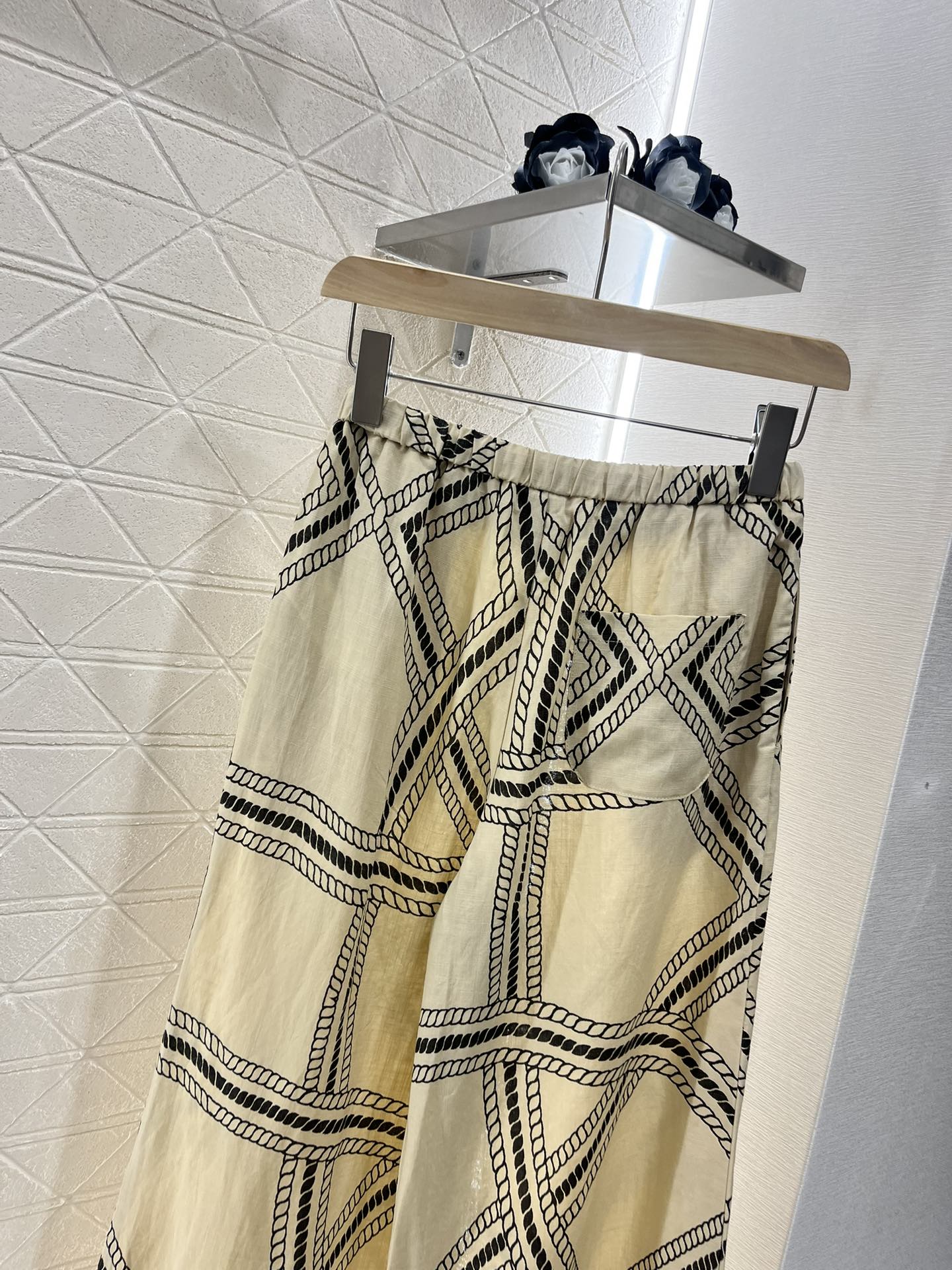 H*♥2025 new products are on sale Linen printed straight pants