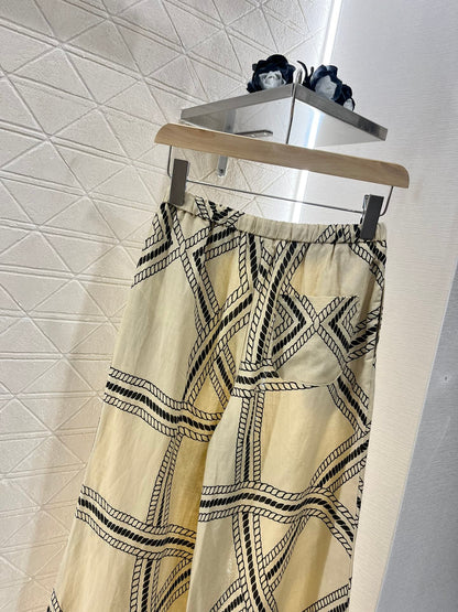 H*♥2025 new products are on sale Linen printed straight pants