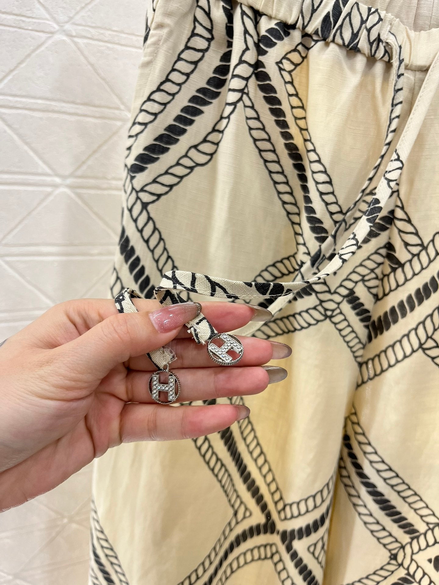 H*♥2025 new products are on sale Linen printed straight pants
