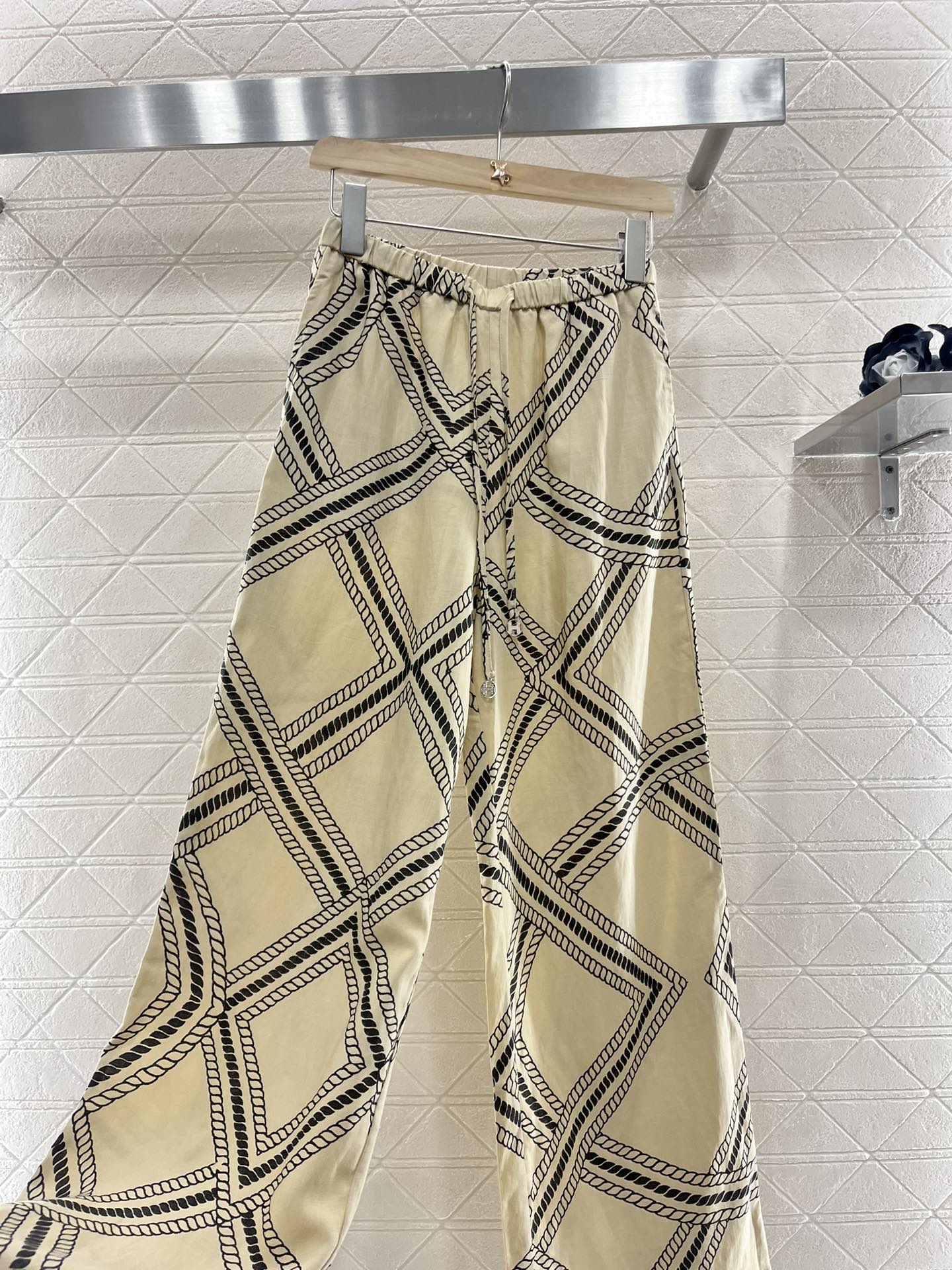 H*♥2025 new products are on sale Linen printed straight pants
