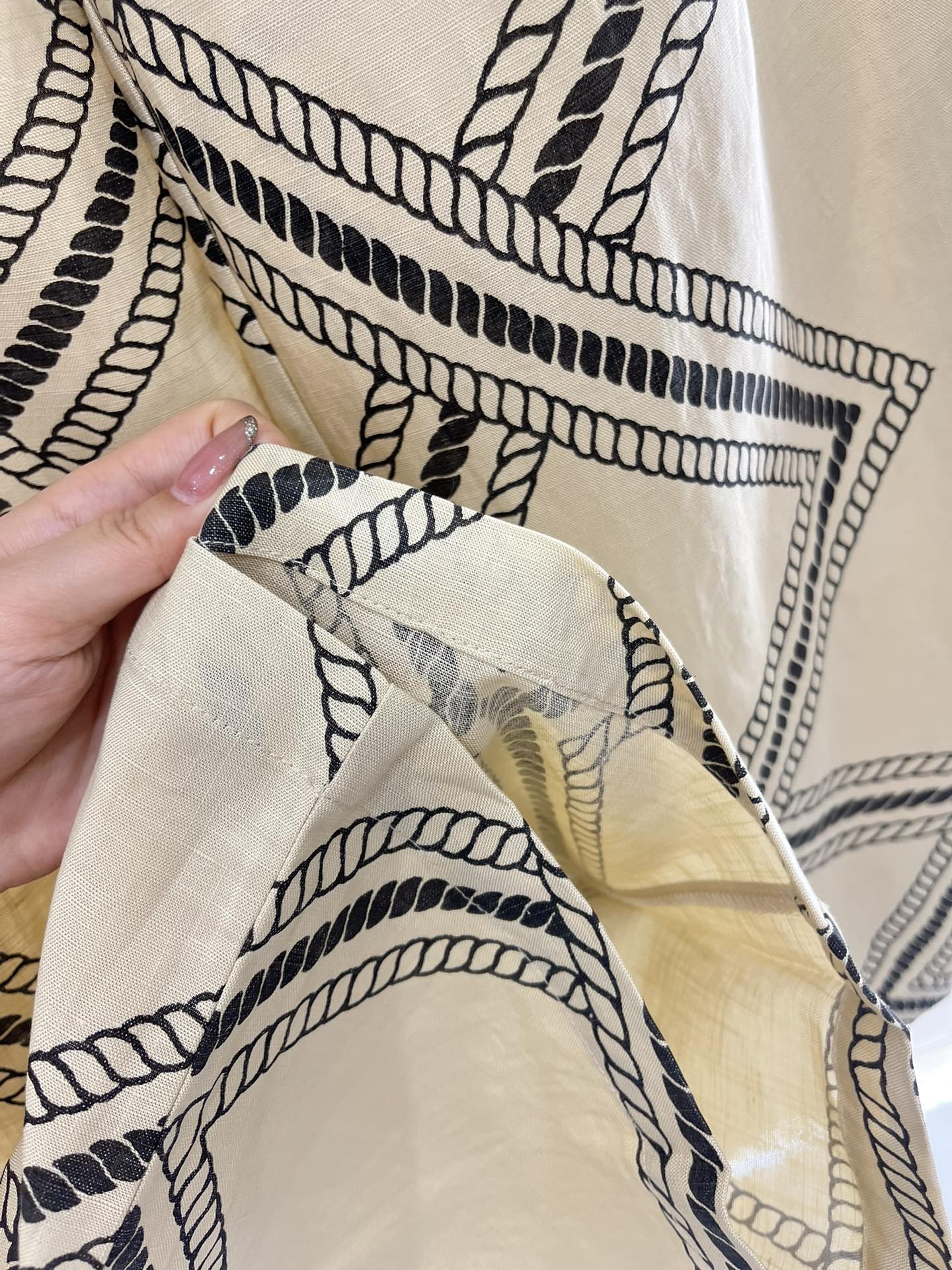 H*♥2025 new products are on sale Linen printed straight pants