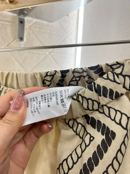 H*♥2025 new products are on sale Linen printed straight pants