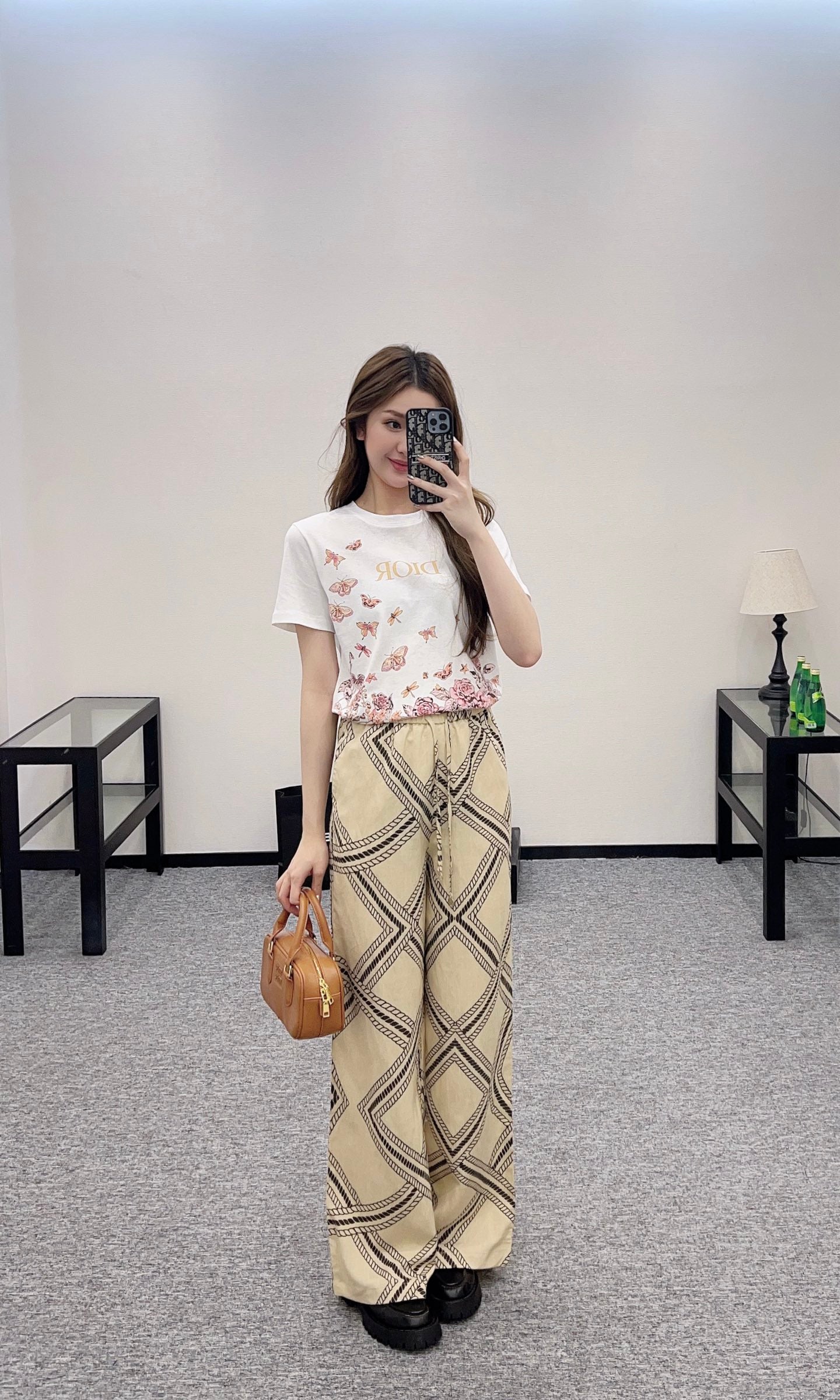 H*♥2025 new products are on sale Linen printed straight pants