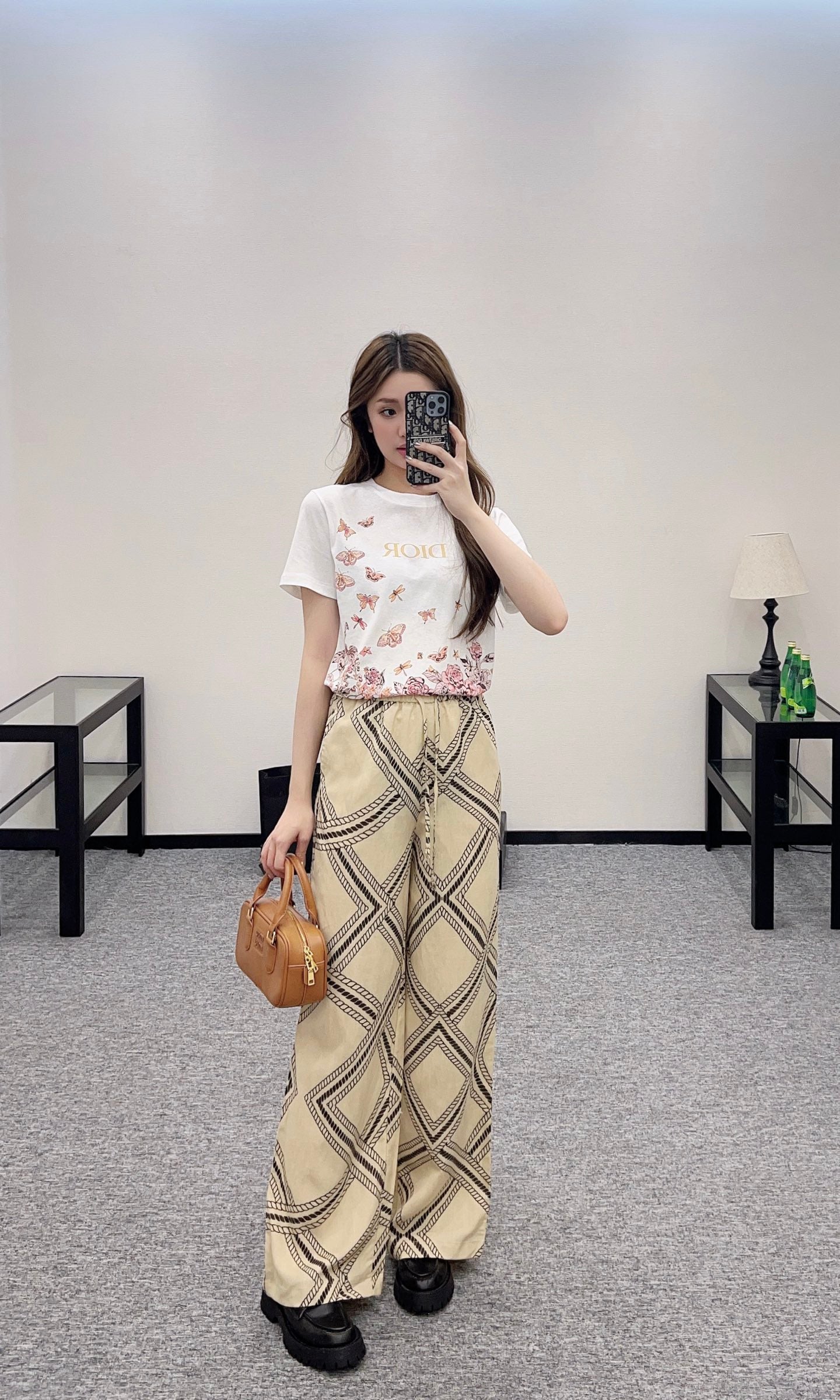 H*♥2025 new products are on sale Linen printed straight pants