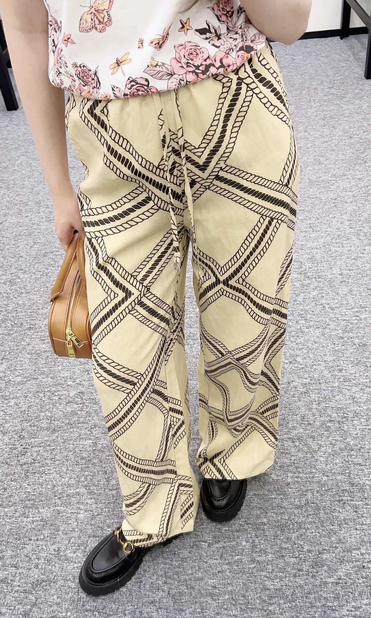 H*♥2025 new products are on sale Linen printed straight pants