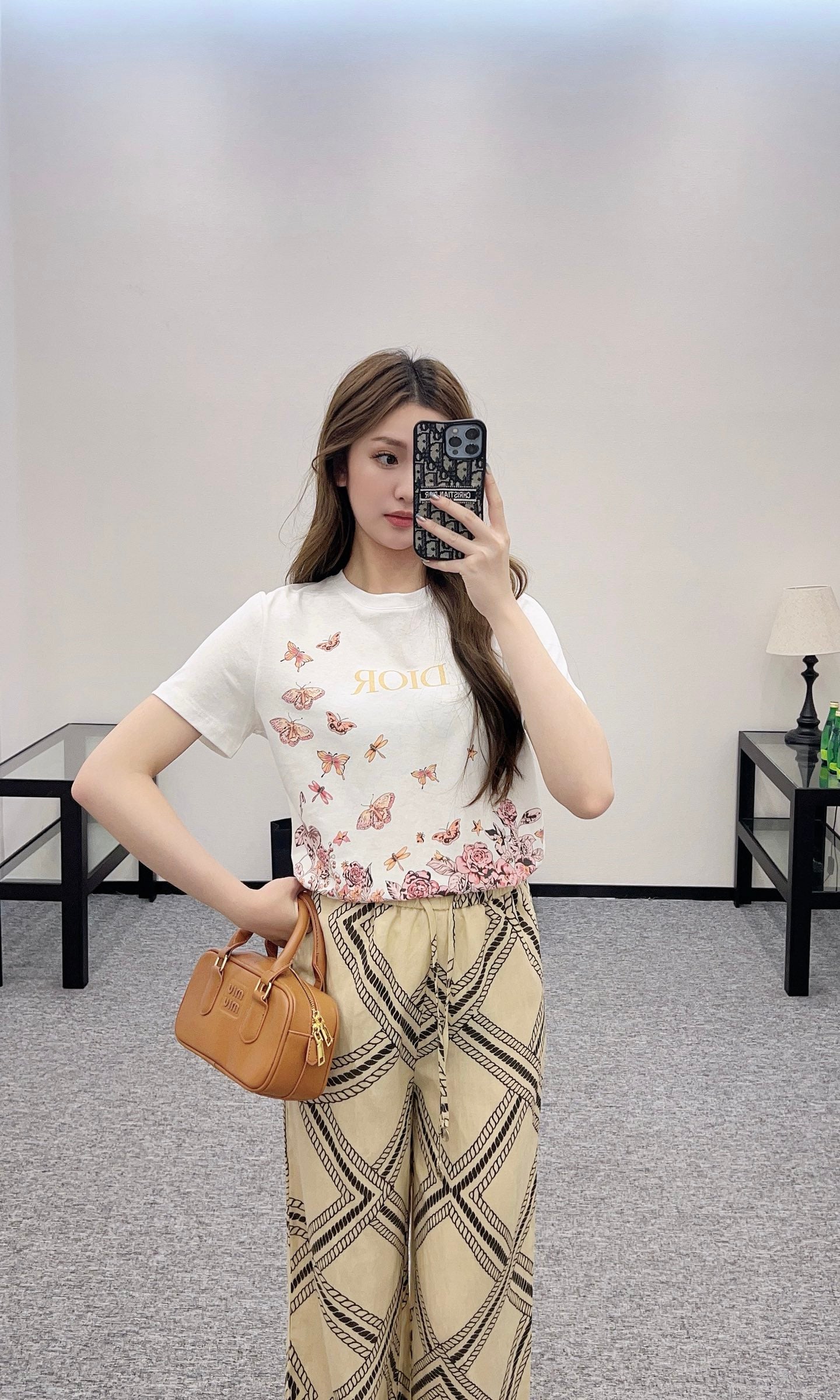 H*♥2025 new products are on sale Linen printed straight pants