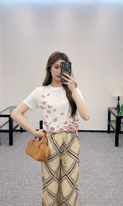 H*♥2025 new products are on sale Linen printed straight pants