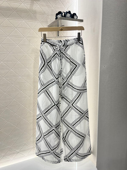 H*♥2025 new products are on sale Linen printed straight pants