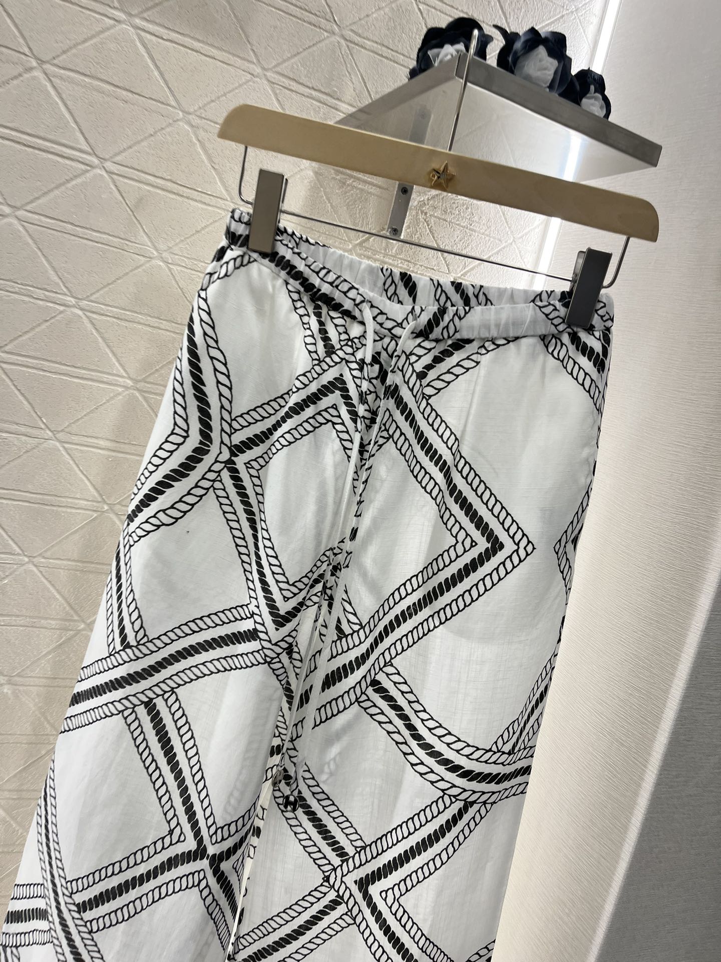 H*♥2025 new products are on sale Linen printed straight pants