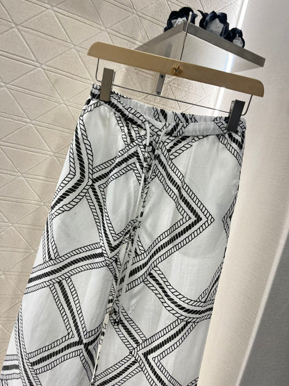 H*♥2025 new products are on sale Linen printed straight pants